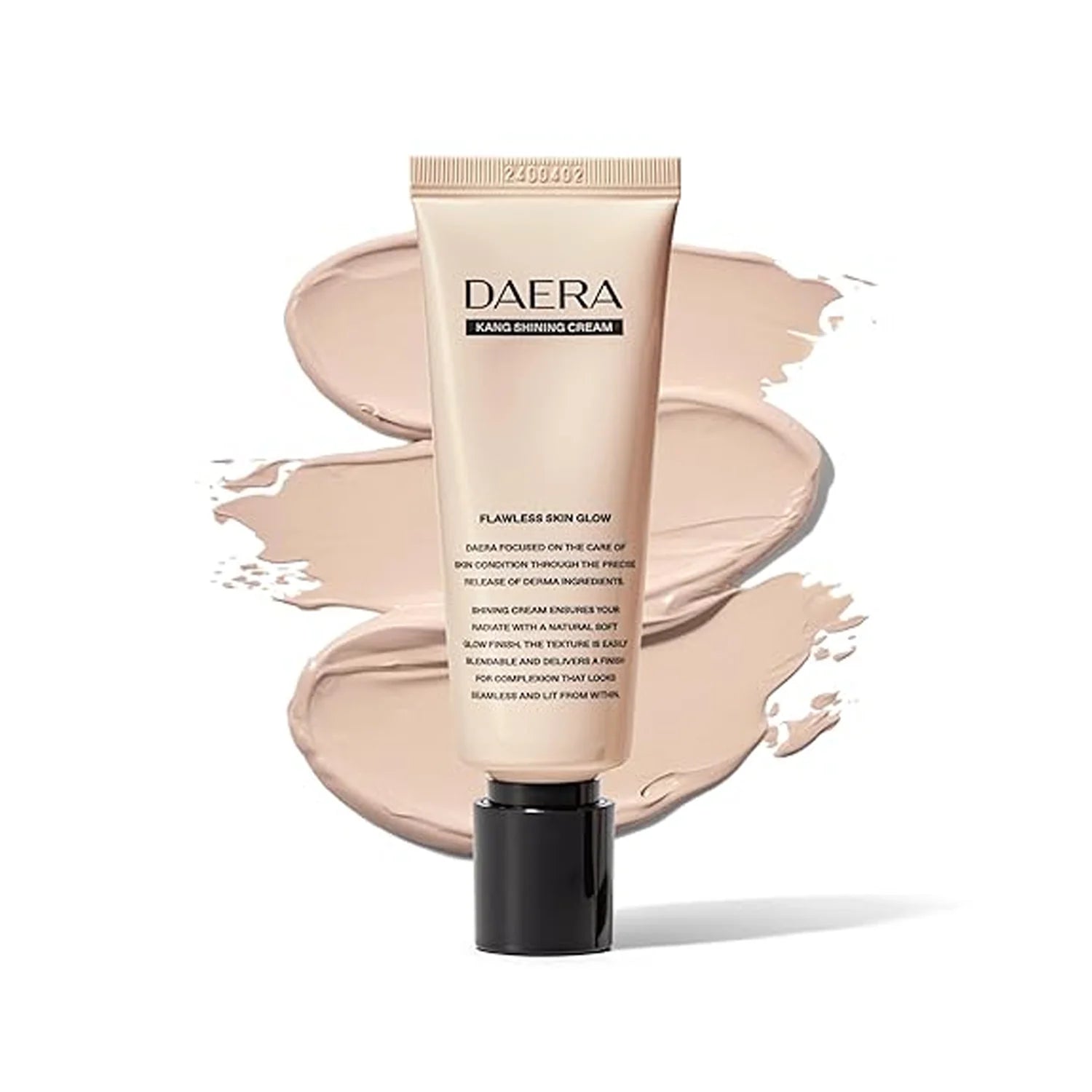 Daera makeup product with cream swatch on a white background