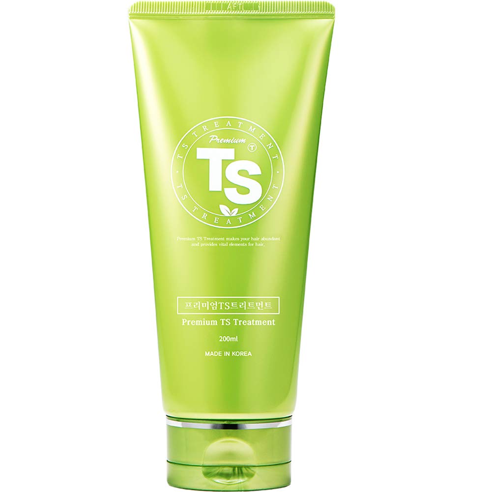 Green tube of TS Treatment on a white background
